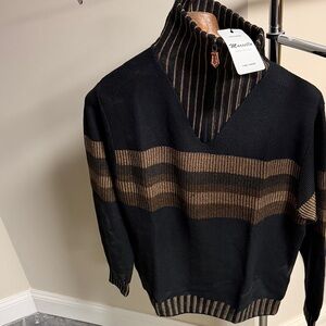 Men's Black and Brown Sweater